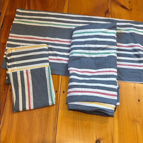 GARNET HILL *King* 4-Pc Set Duvet Cover & 3 King Pillowcases 100% Cotton Stripe - Picture 1 of 6